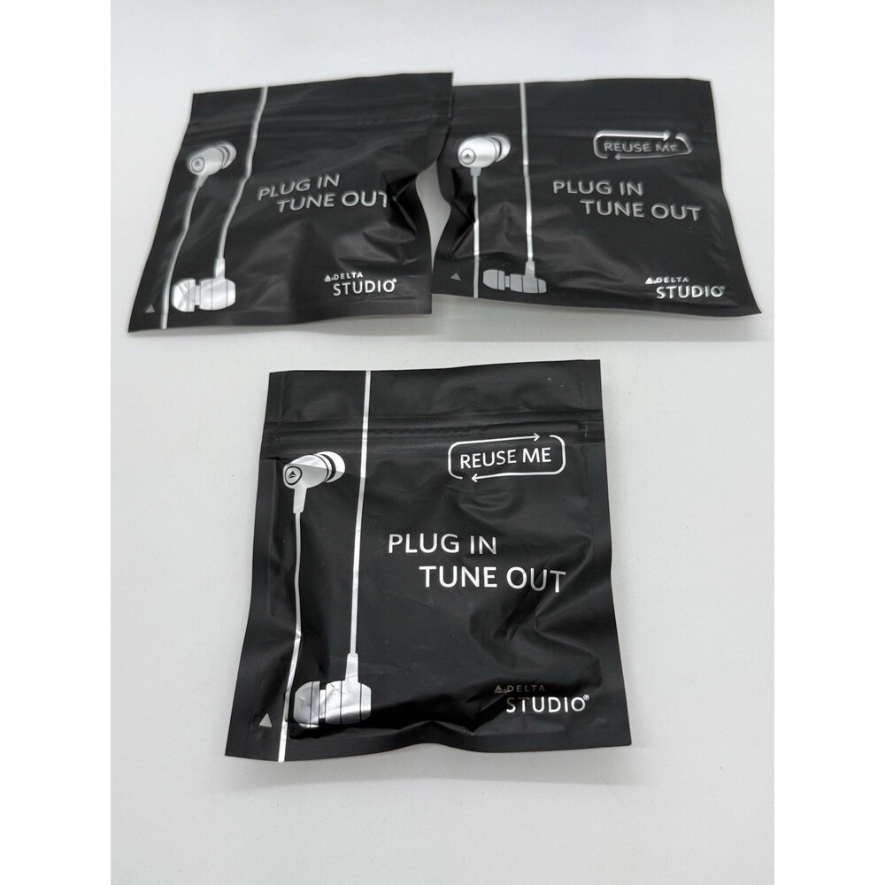 Earphones Earbuds Three (3) Sealed New AUX Hook Up PLUG IN TUNE OUT DELTA STUDIO
